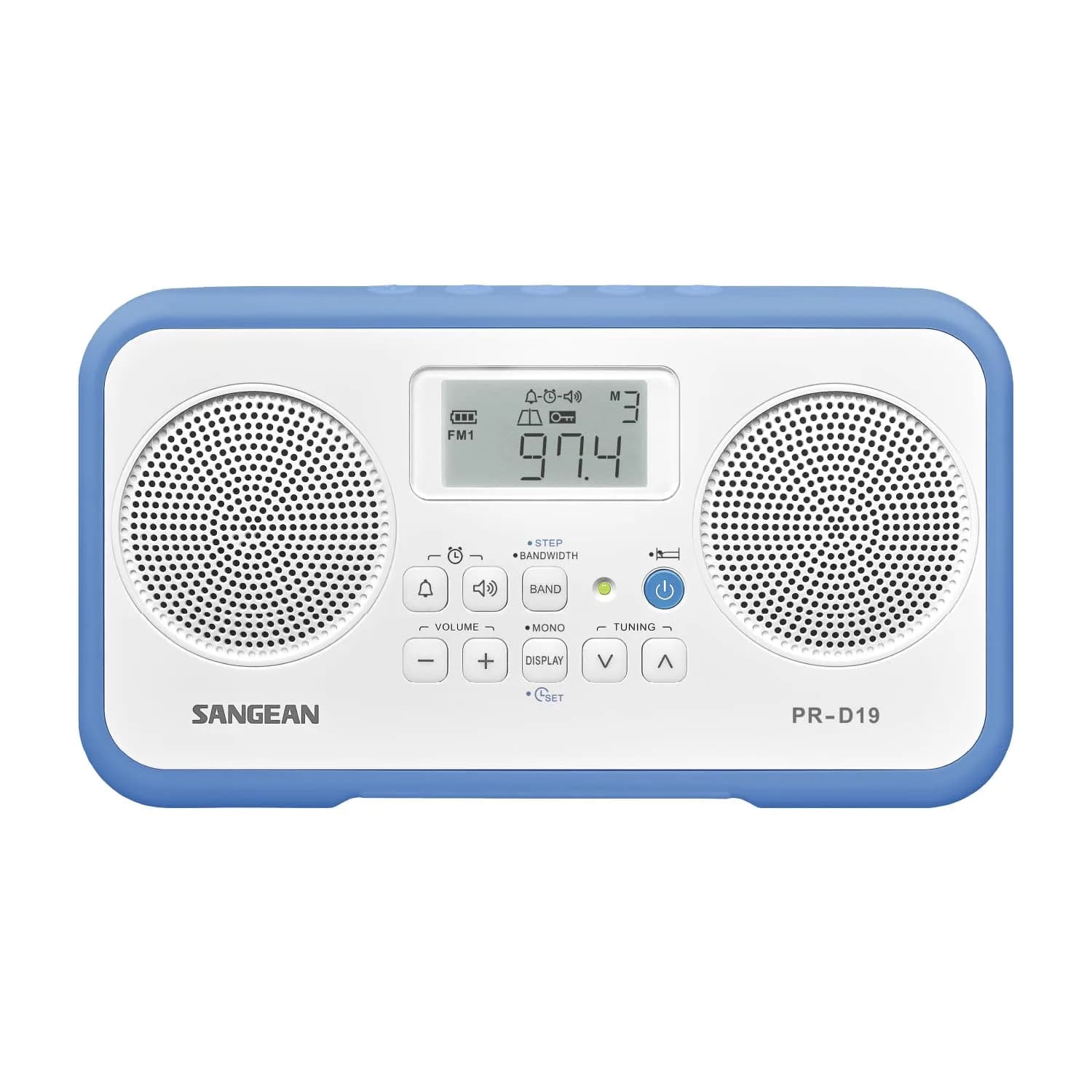 Sangean PR-D19BU FM Stereo/AM Digital Tuning Portable Radio with Protective Bumper (Blue) | 1000 AM/FM Stations