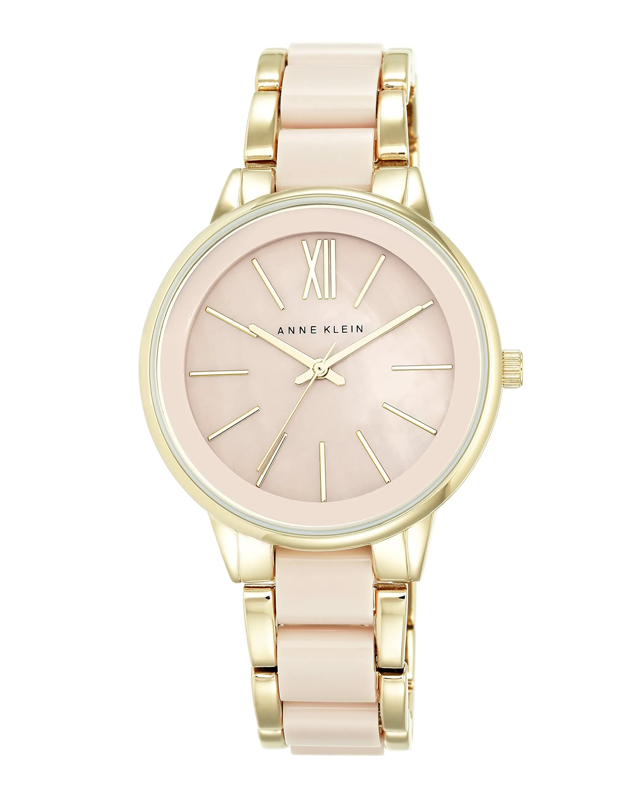 Anne Klein Women's Resin Bracelet Watch 37mm (1.5 inch) | Rose Gold-Tone & White — Blush Pink/Gold