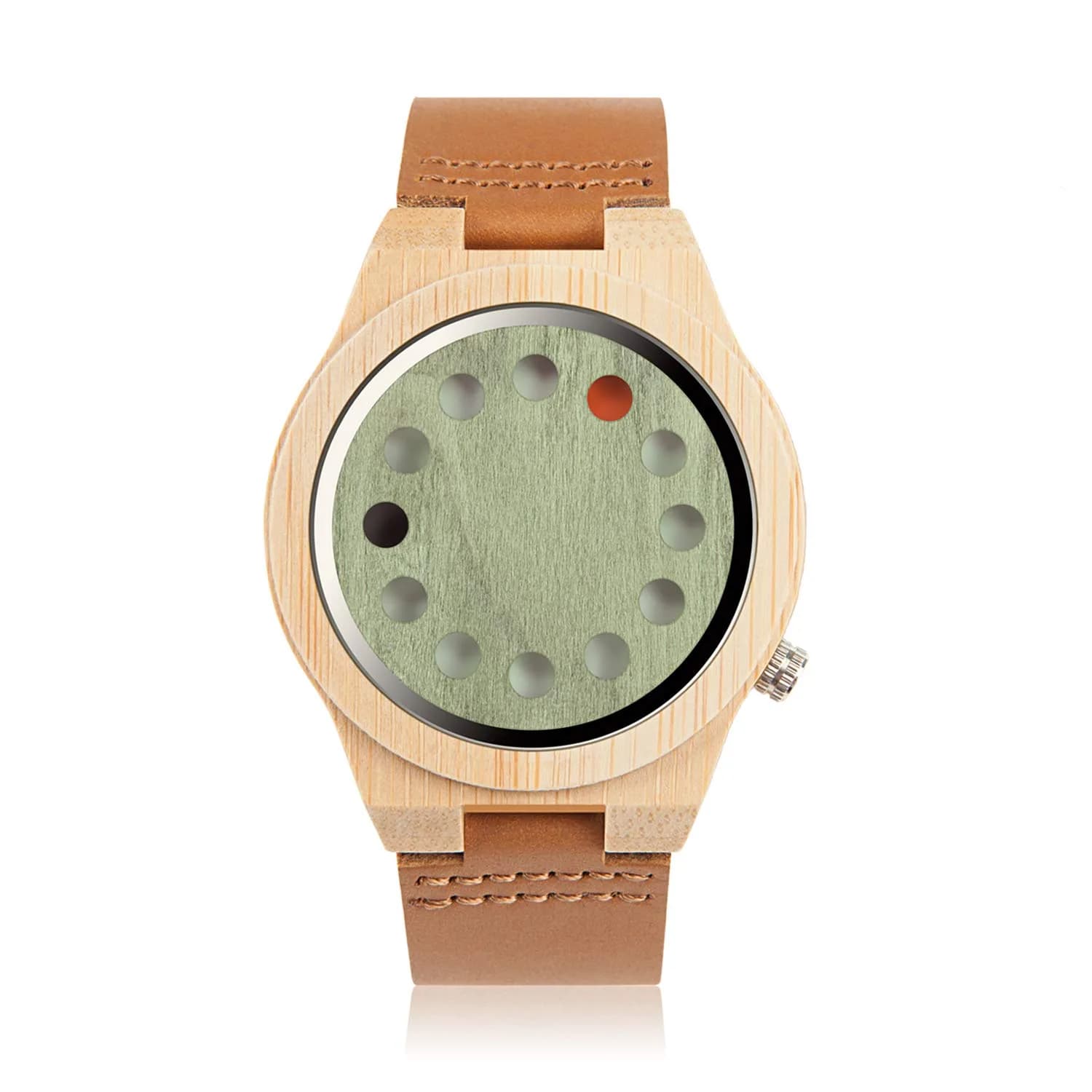 BOBO BIRD Men's Bamboo Wood Watch 45mm Analog Quartz with Genuine Leather Strap | Unique Design for Men - main product image