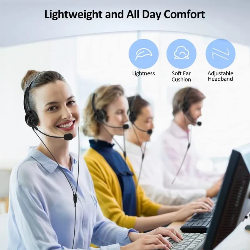 AGPTEK Noise Cancelling Corded Monaural Headset with Flexible Mic & RJ9 Connector | 19cm (7.5in) Length thumbnail 11