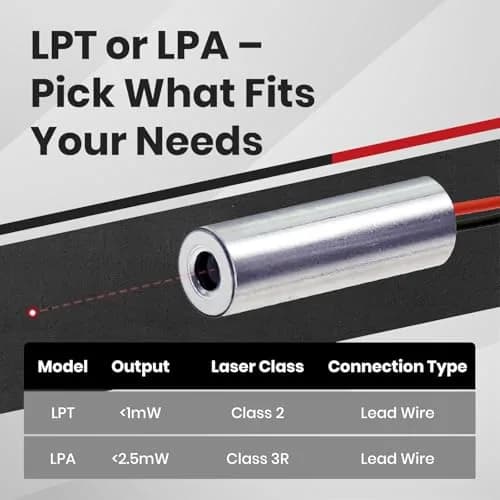 Quarton Red Dot Laser Module 7mm x 21mm | Class 2, <1mW, 2.6-6V, APC Driver thumbnail 6