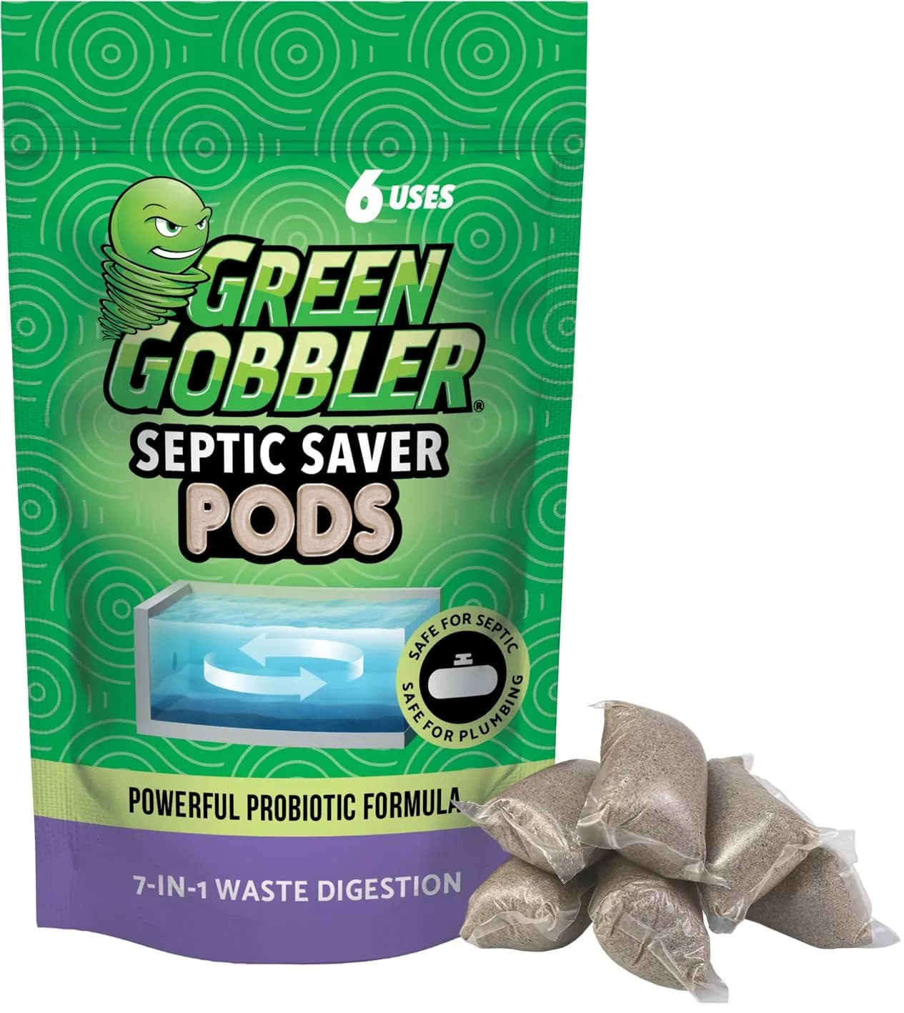 Green Gobbler Septic Tank Enzyme Treatment Packets | 6-Month Supply for Septic Care
