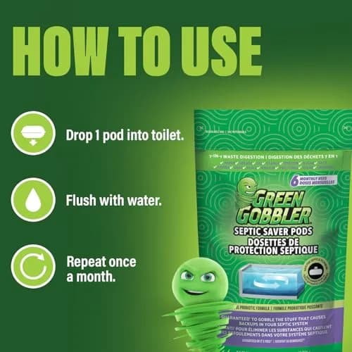 Green Gobbler Septic Tank Enzyme Treatment Packets | 6-Month Supply for Septic Care thumbnail 7