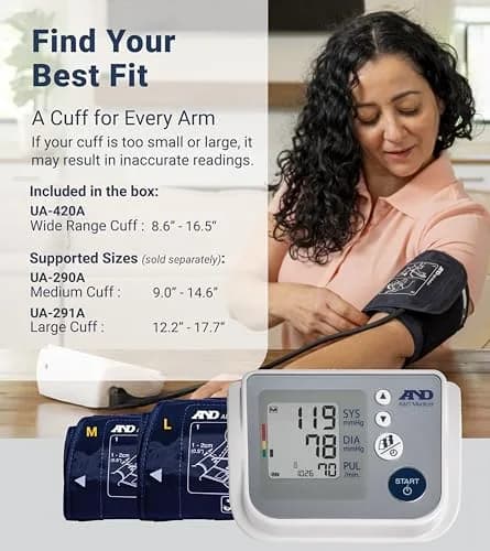 A&D Medical UA-767F Automatic Blood Pressure Monitor | 4 Users, 60 Memories/User, Wide Cuff 22-42cm, App Compatible thumbnail 6