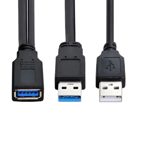 cablecc Dual USB 3.0 Male to USB Female Y Cable 20cm (0.65ft) | Extra Power & Data for Hard Drives, Printers, Scanners thumbnail 1