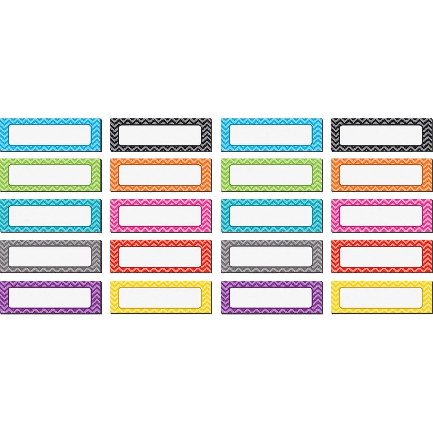 Teacher Created Resources Chevron Labels Magnetic Accents 4.75" x 1.5" (20 Labels, Assorted Colors) | Durable & Reusable Magnetic Decor - main product image