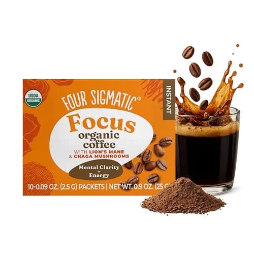 Four Sigmatic Organic Mushroom Coffee Mix with Lion's Mane & Chaga 10 Packets | 50mg Caffeine per Serving thumbnail 1