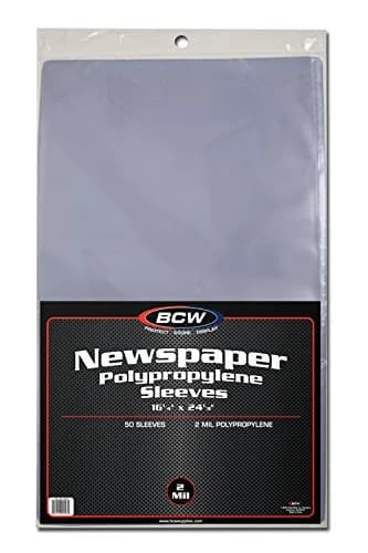 BCW Newspaper Sleeves 16.25 X 24.125 Inches (Pack of 1) | Acid-Free Archival Quality Protection - main product image