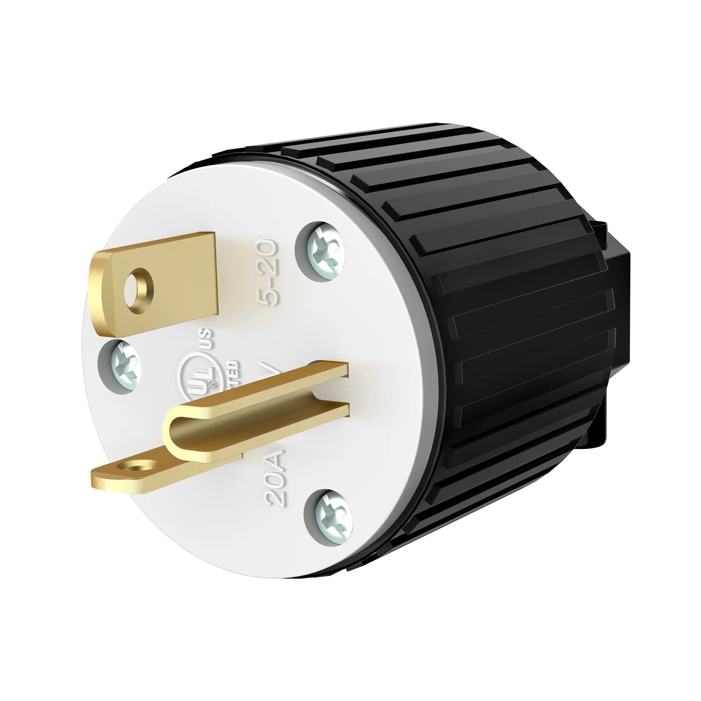 ENERLITES NEMA 5-20P Straight Blade Plug, Male Cord Ends, Black | 20A 125V Industrial Grade UL Listed
