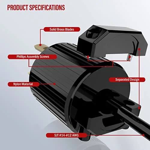 ENERLITES NEMA 5-20P Straight Blade Plug, Male Cord Ends, Black | 20A 125V Industrial Grade UL Listed thumbnail 5