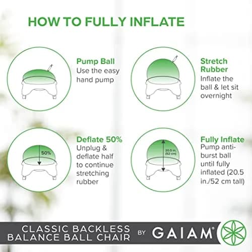 Gaiam Classic Backless Balance Ball Chair, Charcoal | 52cm (20.5 inch) | Active Seating for Office & Home thumbnail 4