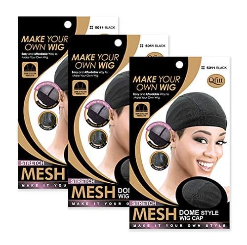 Qfitt Mesh Dome Wig Cap #5011, Black | Breathable, Non-Slip, One Size Fits Most - main product image