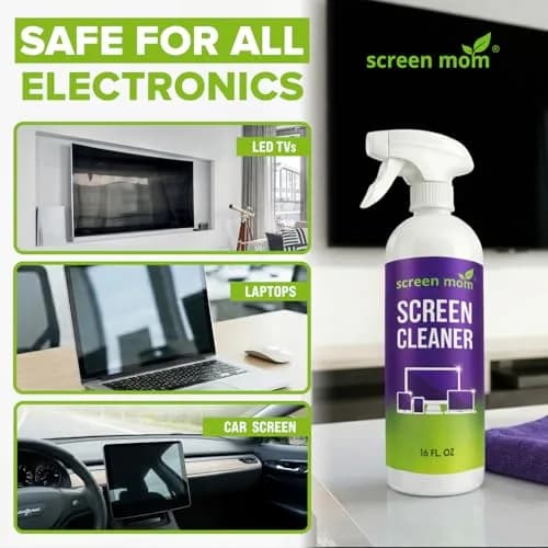 Screen Mom Screen Cleaner Spray 16oz | Streak-Free, Alcohol-Free, Microfiber Cloth thumbnail 2