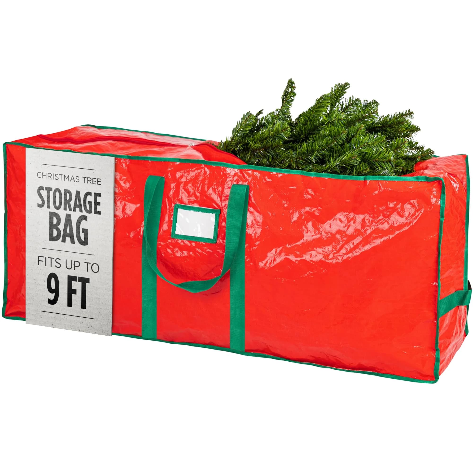 Handy Laundry Red Christmas Tree Storage Bag for 9 Foot Artificial Tree | Heavy Duty Waterproof Tarp with Reinforced Handles - main product image