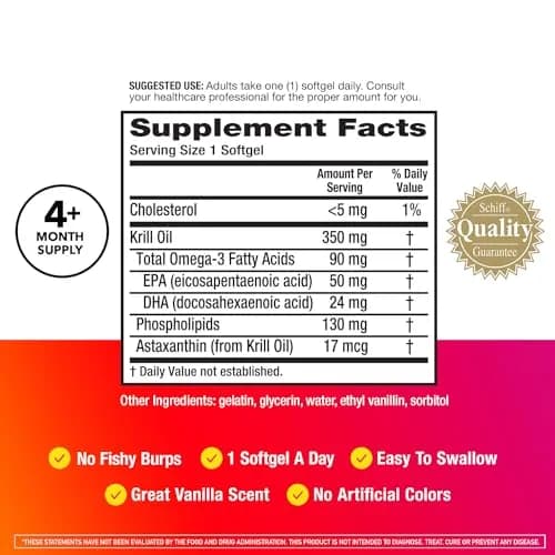 MegaRed Omega-3 Krill Oil 350mg Softgels (130 Count, 60ml) thumbnail 3