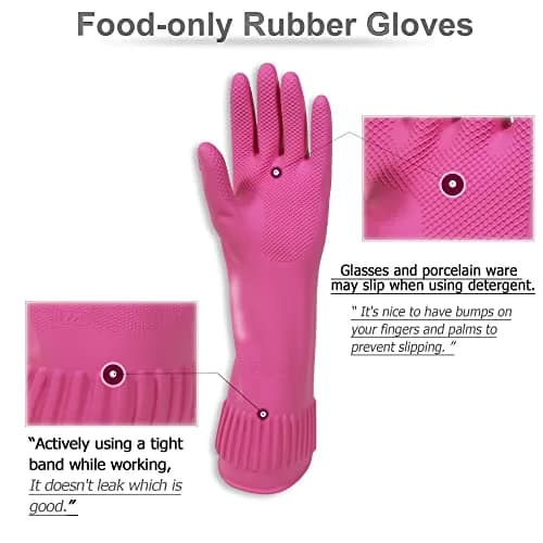 MAMISON Pink Protective Glove Medium | Waterproof Rubber Work & Lab Gloves (1 Pair) thumbnail 2