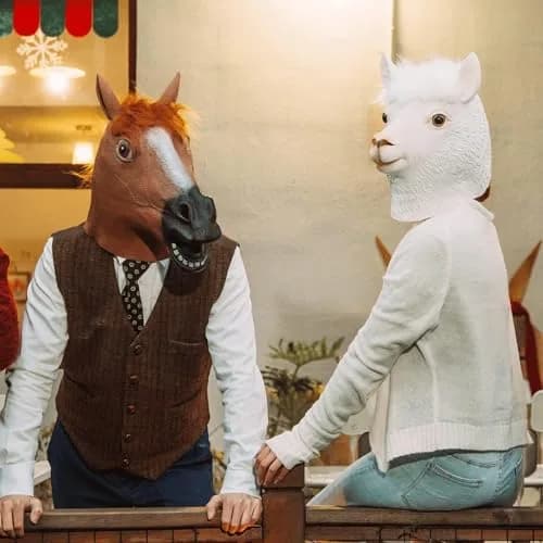 CreepyParty Horse Head Mask for Adults, Natural Latex Costume Mask 24.5 cm (9.65 in) | Funny Farm Animal Look thumbnail 6