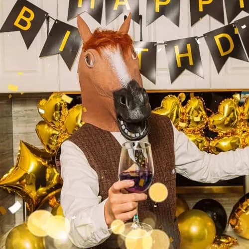 CreepyParty Horse Head Mask for Adults, Natural Latex Costume Mask 24.5 cm (9.65 in) | Funny Farm Animal Look thumbnail 7