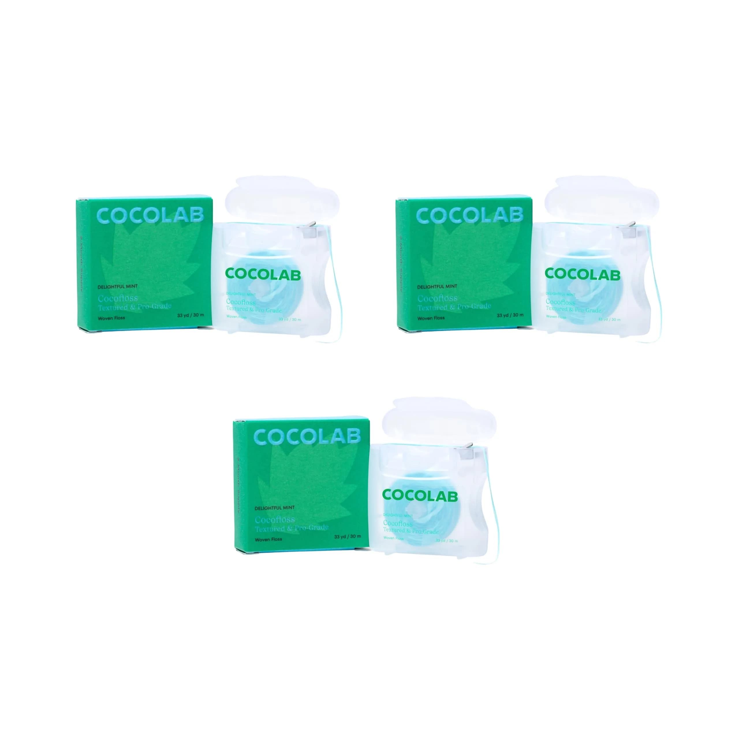 Cocolab Cocofloss Expanding Woven Dental Floss 99 Foot (Pack of 3) | Dentist-Designed with Coconut Oil
