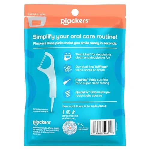 Plackers Twin Line Floss Picks, Cool Mint, 75 Count | Double-Strength Dental Floss for Easy Cleaning thumbnail 5