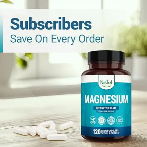 Nested Naturals Magnesium Glycinate Chelate - 200mg Chelated Magnesium Supplement for Muscle Cramps, Relaxation, & Sleep Support - 120 Vegan Capsules thumbnail 8