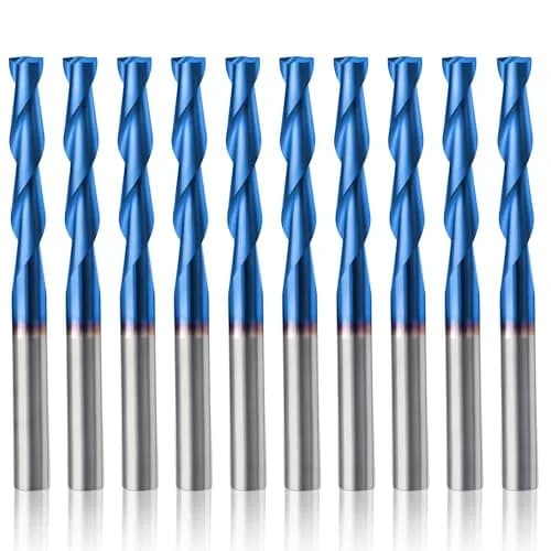 HQMaster 1/8" Shank CNC Router Bits 2 Flute Upcut CNC Bit End Mill 10pcs | Solid Carbide Spiral Bits for Woodworking thumbnail 1