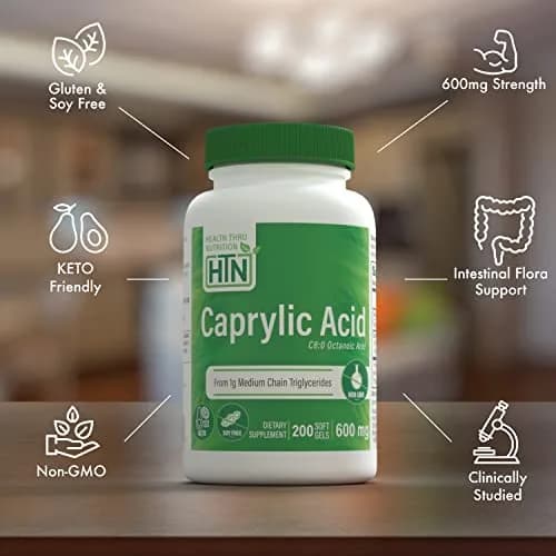 Health Thru Nutrition Caprylic Acid 600mg 200 Softgels | Support Digestive & Ketogenic Health thumbnail 3