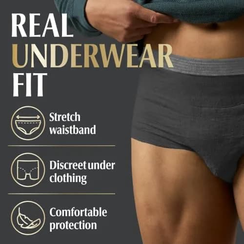 Depend Real Fit Incontinence Underwear for Men, Small/Medium (56 Count) | Maximum Absorbency for Men's Bladder Leak Protection thumbnail 9