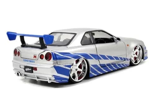 Jada Toys Fast & Furious Brian’s 2002 Nissan Skyline R34 Die-cast Car 1:24 Scale Silver & Blue | Iconic Movie Replica for Collectors thumbnail 5