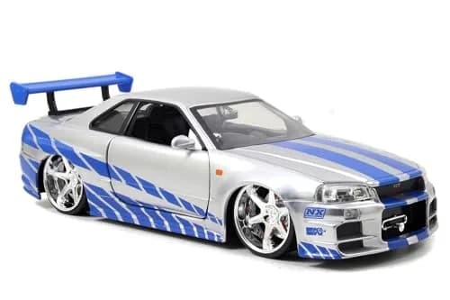 Jada Toys Fast & Furious Brian’s 2002 Nissan Skyline R34 Die-cast Car 1:24 Scale Silver & Blue | Iconic Movie Replica for Collectors thumbnail 3