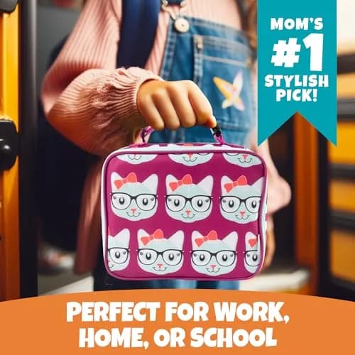 Bentology Kitty Cat Insulated Lunch Box 240cc (10 x 8 x 3 in) | Food Safe for Kids Ages 3+ thumbnail 7