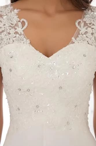 ABaoWedding Women's Wedding Dress Lace Double V-Neck Sleeveless Ivory US 14 | Elegant Bridal Gown with Lace & Beading (70-120 chars) thumbnail 5