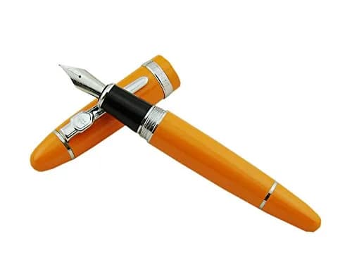 Lanxivi Jinhao 159 Fountain Pen Medium Nib Orange Color Silver Trim Big Heavy with Converter (14.8cm / 5.8in, 50g / 1.76oz) thumbnail 4