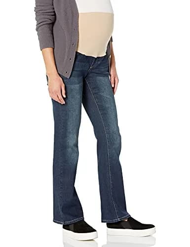 Three Seasons Maternity Women's Maternity Bootcut Denim Dark Wash Large | Soft Belly Band for Comfort thumbnail 1