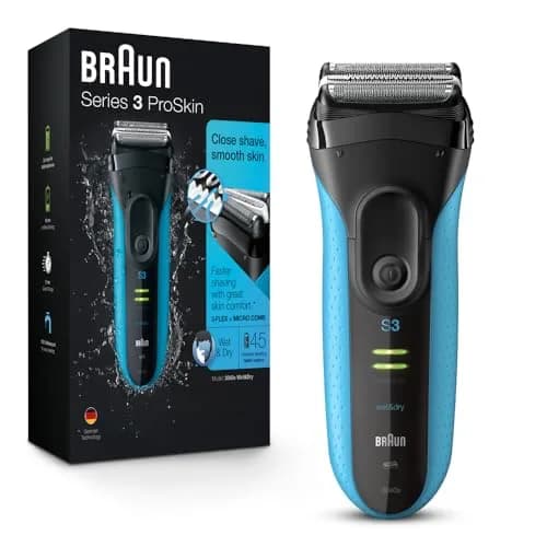 Braun Series 3 Electric Shaver 3040s Blue/Black 4 Piece Set | Precision Trimmer for a Close Shave thumbnail 1
