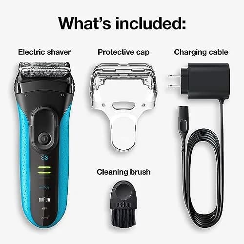 Braun Series 3 Electric Shaver 3040s Blue/Black 4 Piece Set | Precision Trimmer for a Close Shave thumbnail 2