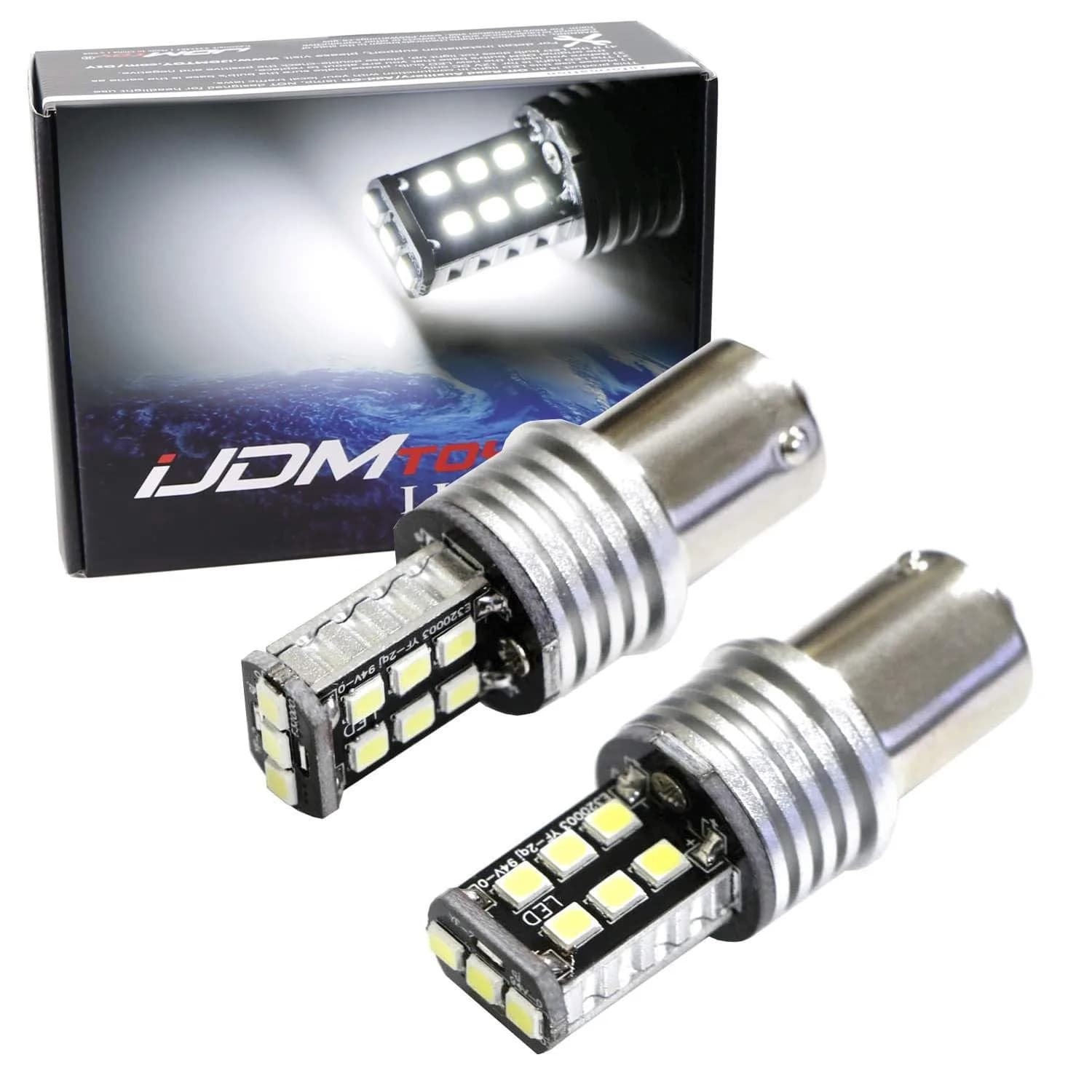 iJDMTOY White LED DRL Bulbs for VW MK6 Jetta & Mitsubishi Lancer/Evo X 1156 7506 7527 Fitment | 6000K Cool White Beam — white