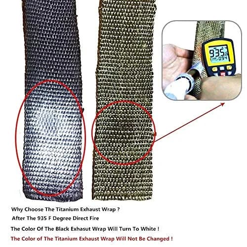 LEDAUT Titanium Exhaust Heat Wrap Roll 50 ft (15.24 m) with 16 Stainless Steel Ties | Reduces Under-Hood Temps by 50% thumbnail 4
