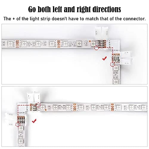JACKYLED 20Packs 10mm 4-Pin LED Connectors with Clips & L Shape, 22pcs for Strip Lights | Support 72W thumbnail 6