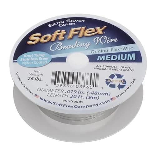 Soft Flex 49 Strand Beading Wire - 0.19mm (0.005 inch) Diameter, 9.14m (30 Feet) Nylon Design Wire | Easy to Knot, Anti-Kink thumbnail 1