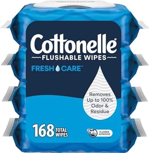 Cottonelle Fresh Care Flushable Wipes, 168 Wipes Total (4 Packs of 42) | Septic-Safe & Gentle for Sensitive Skin thumbnail 1