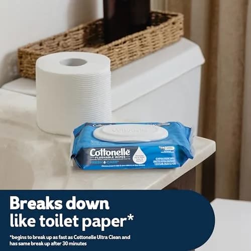 Cottonelle Fresh Care Flushable Wipes, 168 Wipes Total (4 Packs of 42) | Septic-Safe & Gentle for Sensitive Skin thumbnail 4