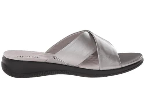 SoftWalk Flat Sandals Pewter Soft Nappa Leather 10.5 N | Classic Comfort for Women thumbnail 8