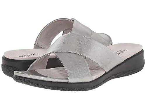 SoftWalk Flat Sandals Pewter Soft Nappa Leather 11 M (B) | Classic Comfort & Style for Women thumbnail 1