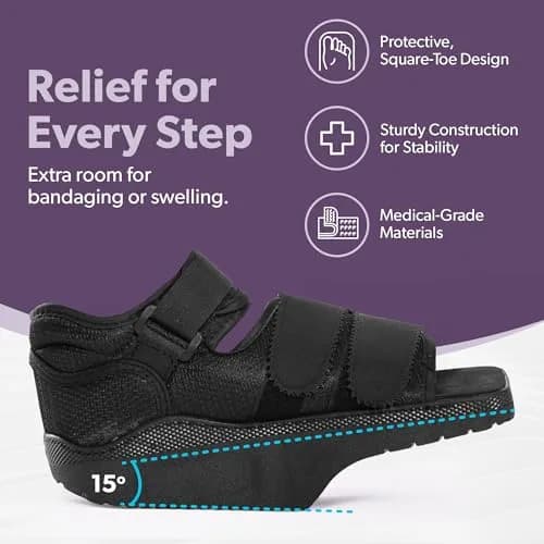 BraceAbility Forefoot Offloading Post-Op Shoe Small | 15-Degree Wedge for Diabetic Ulcers, Fractures, Surgery Recovery thumbnail 5