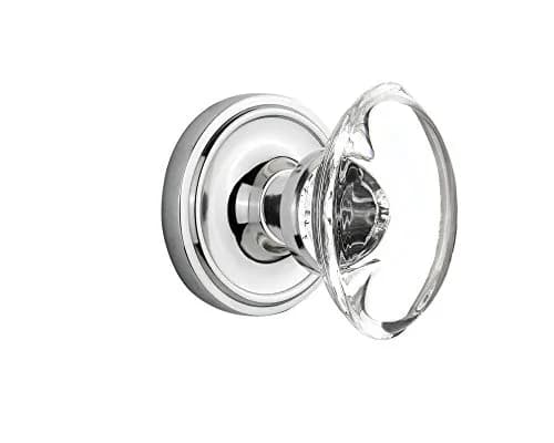 Nostalgic Warehouse Classic Rosette with Oval Clear Crystal Glass Knob, Double Dummy, Bright Chrome | Elegant, Durable Door Hardware thumbnail 1
