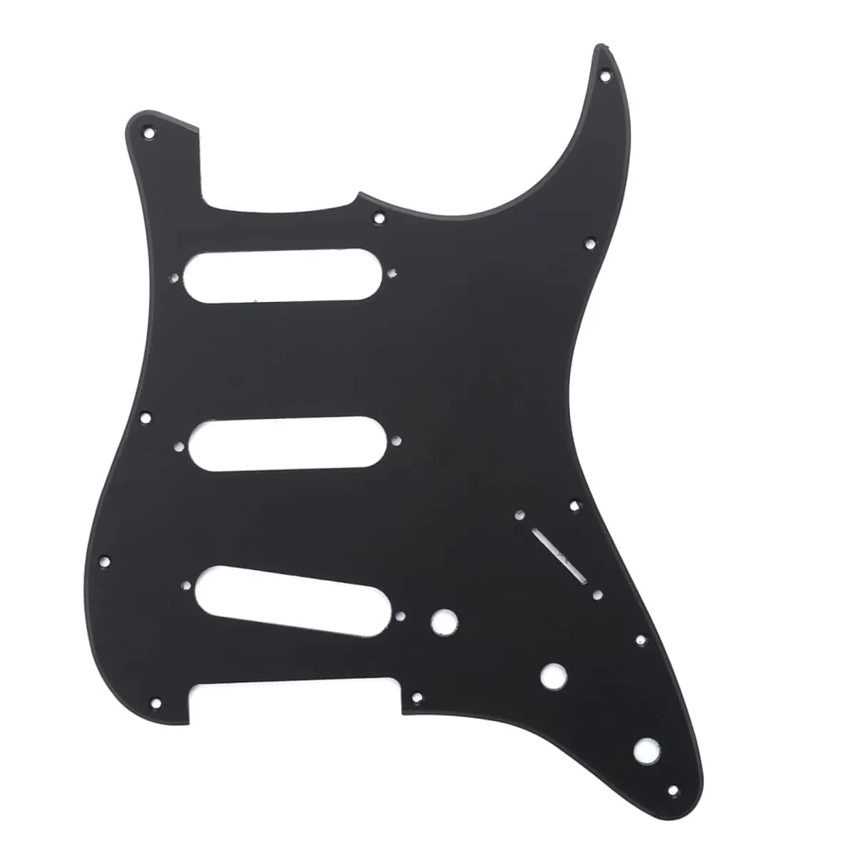 Musiclily Pro SSS 11-Hole ST Guitar Pickguard 4Ply Green Pearl | Fits Fender US/Mexico Stratocaster — 1ply Matte Black