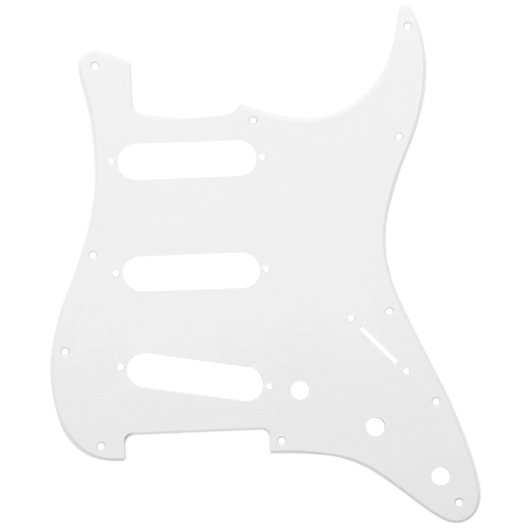Musiclily Pro SSS 11-Hole ST Guitar Pickguard 4Ply Green Pearl | Fits Fender US/Mexico Stratocaster — 1ply White