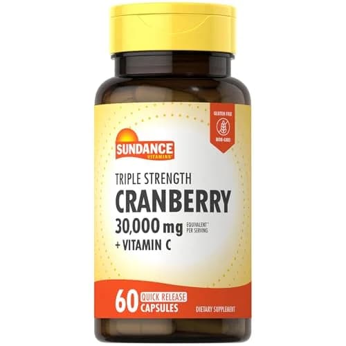 Sundance Cranberry Supplement 60 Capsules | Plus Vitamin C | Non-GMO Gluten-Free thumbnail 1