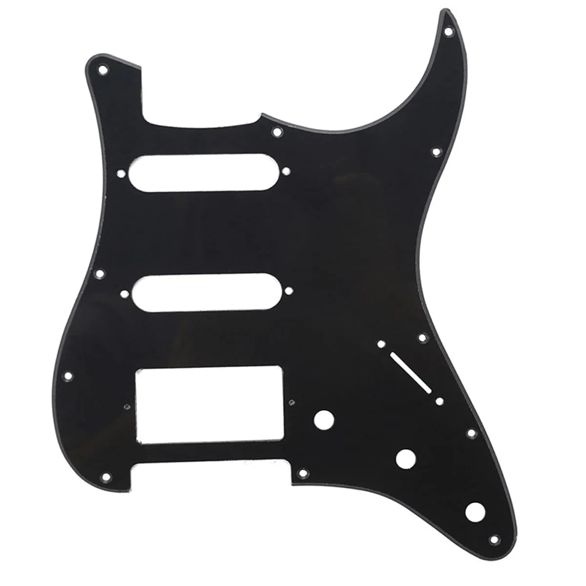 Musiclily Pro HSS 11 Hole ST Guitar Pickguard 4Ply White Pearl | Fits Fender Stratocaster — 1Ply black